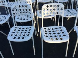 These White Sebel Cafe Chairs have a sturdy Steel frame with a plastic base and back rest

$2.50 ea