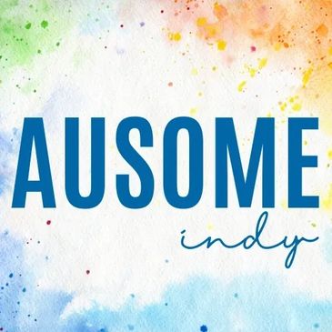 Colorful watercolor background with the word 'AUSOME indy' in bold and cursive fonts.