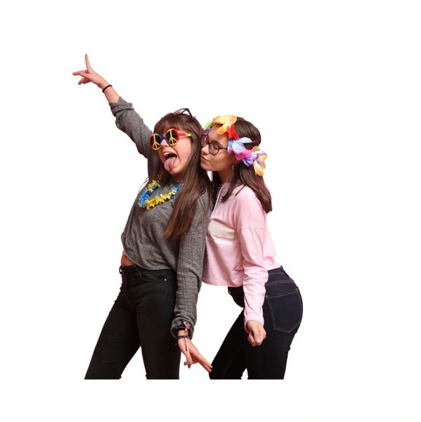 Girls posing for a flipbook photo booth video at an event 