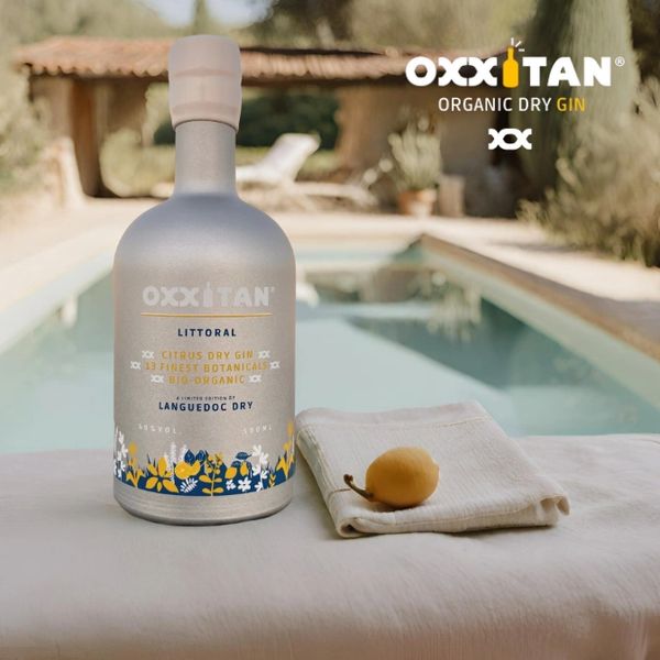 OXXiTAN Littoral, organic dry gin edition. Citrus Dry Gin, best French gin supplier. Languedoc dry w