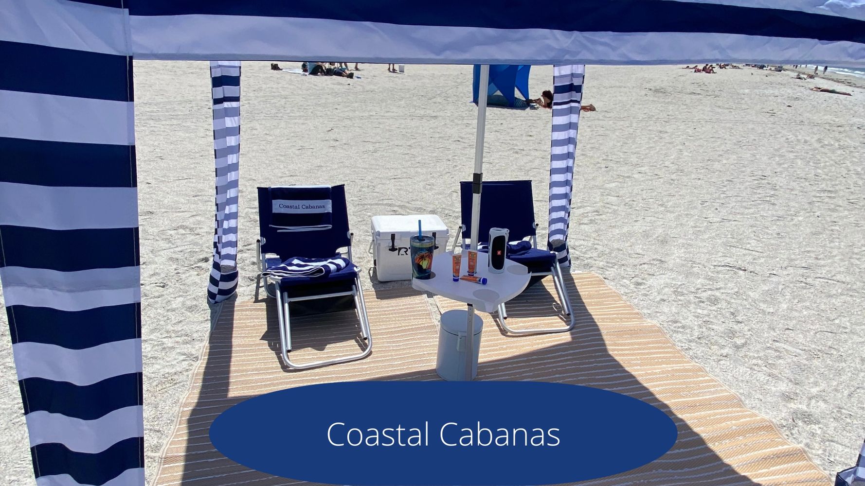 Beach Cabana with reclining lounge chairs