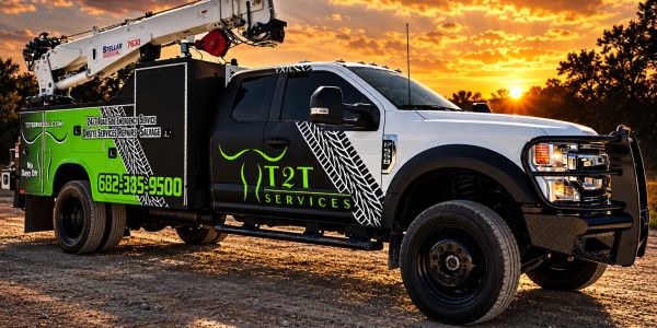 T2T Services truck at sunset.