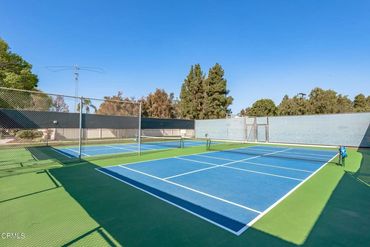 Outdoor pickleball courts at Leisure Village 55+ community in Camarillo, CA — active senior recreati