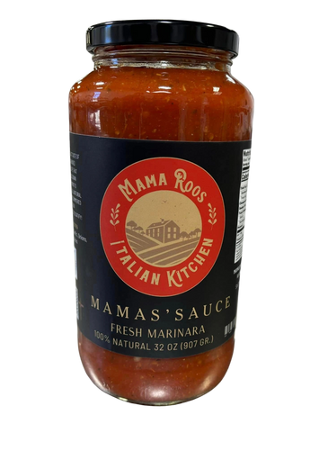 Jar of Mama Roos Italian Kitchen Fresh Marinara Sauce.