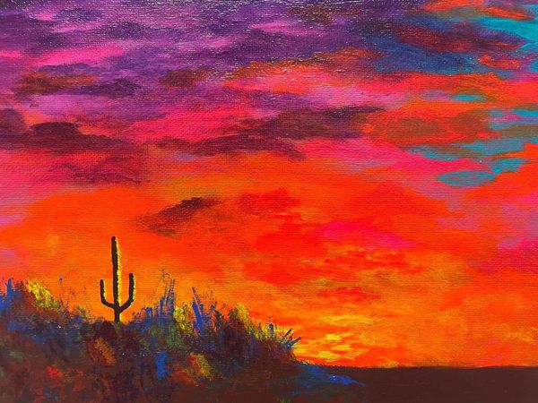 sunset with a saguaro cactus