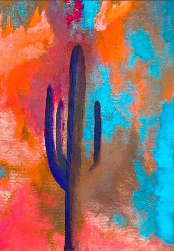 Ghost of a Saguaro cactus.  Acrylic on canvas original painting