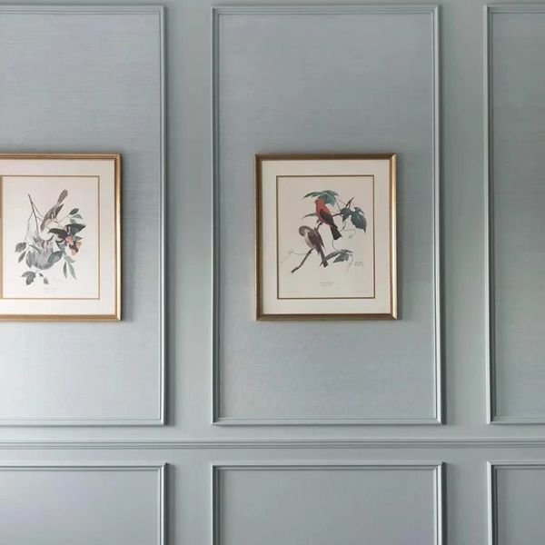 peel-and-stick DIY moulding panels on a feature wall in Perth home