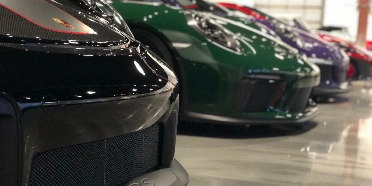 Porsche collection after being detailed 
