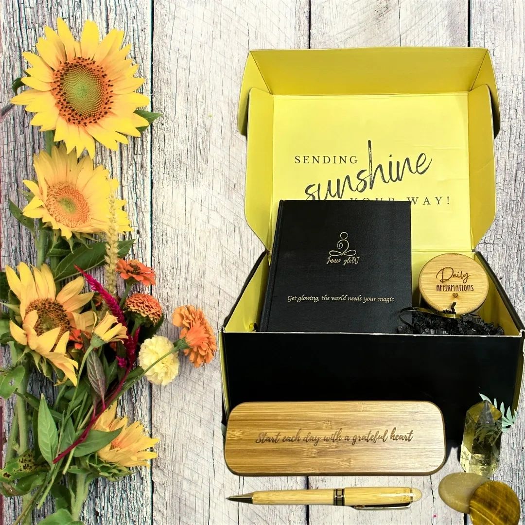 Example Inner Gifts Inner Glow - Sunshine Box, Gratitude Journals, Gift Baskets