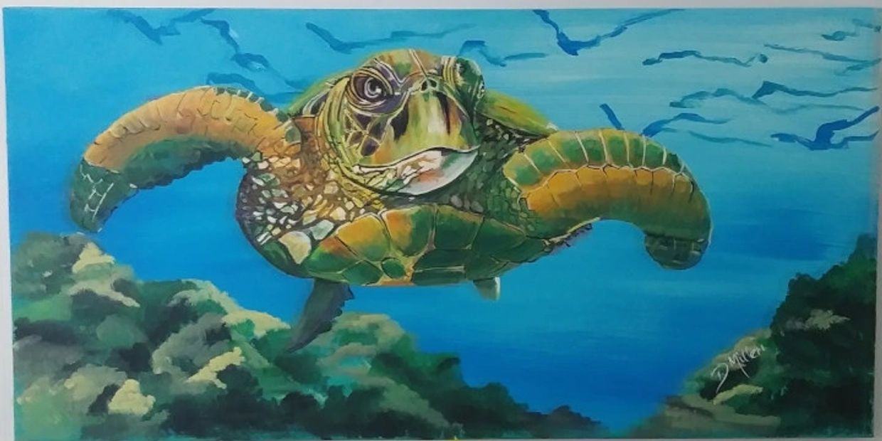 Acrylic painting of a sea turtle