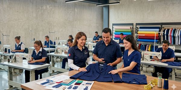Tailors collaborating on a suit in a modern workshop.
