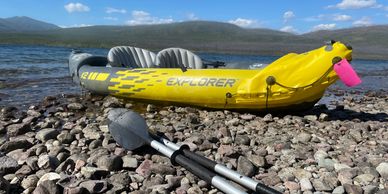 kayak on rocky beach