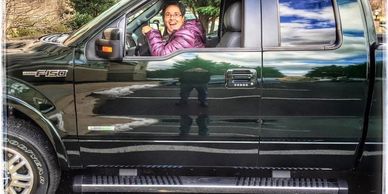 Person in truck