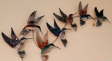 Metal wall hanging hummingbirds 