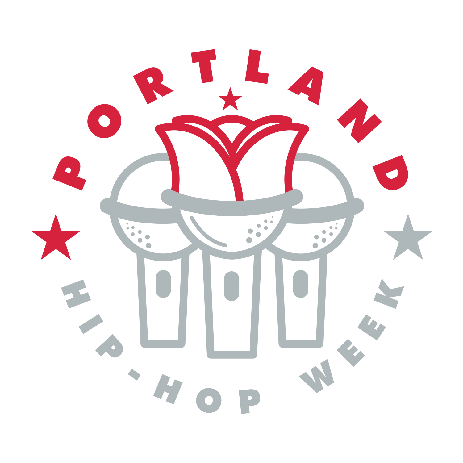 Portland Hip Hop Week event logo with microphones and text.