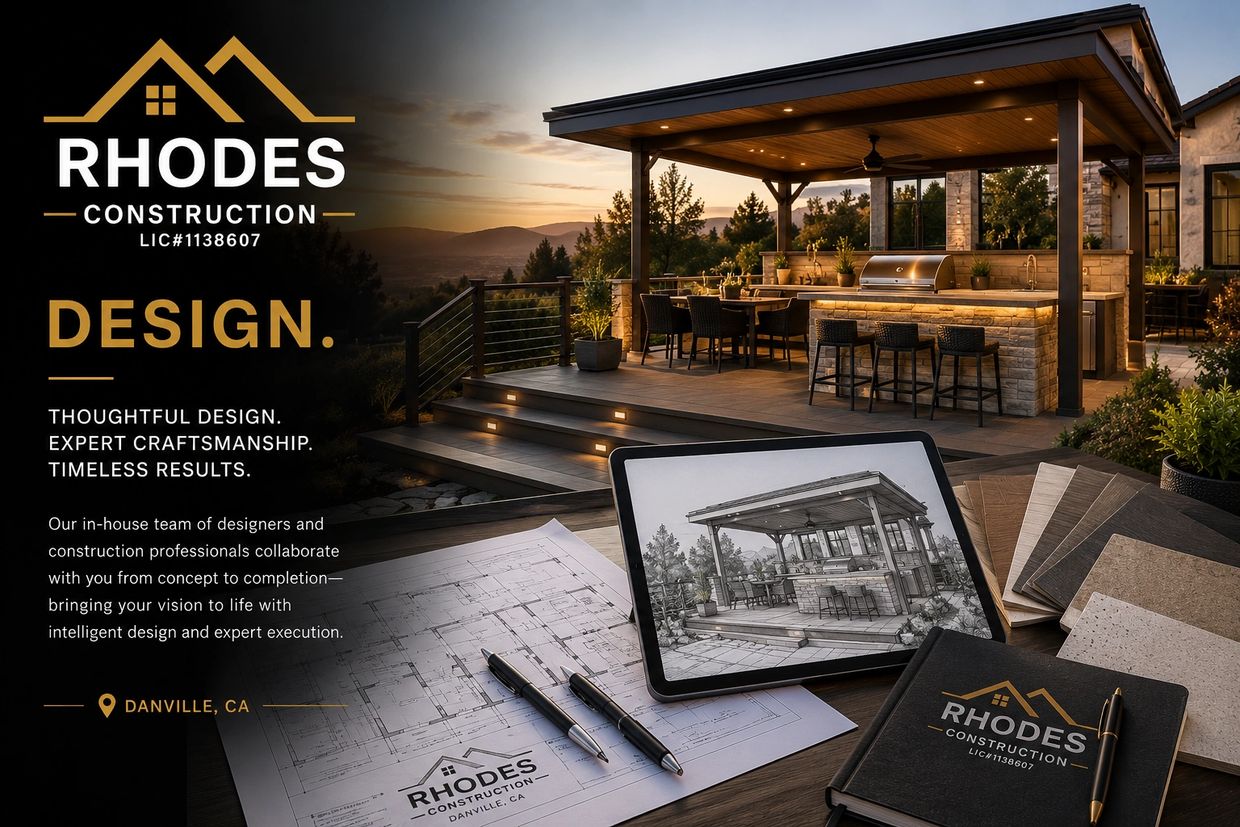 Outdoor kitchen design by Rhodes Construction showcasing expert craftsmanship.