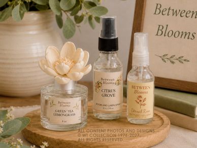 Decorative floral fragrance set with Green Tea Lemongrass scent.