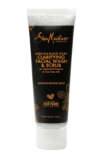 Sheamoisture Facial Wash and Scrub for Blemish Prone Skin African Black Soap to Clarify Skin 4 oz