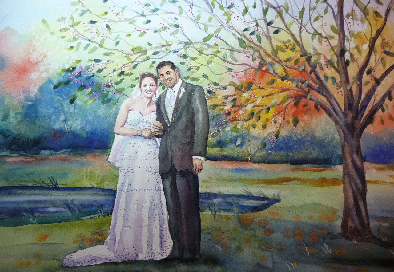 watercolor wedding portrait from photo