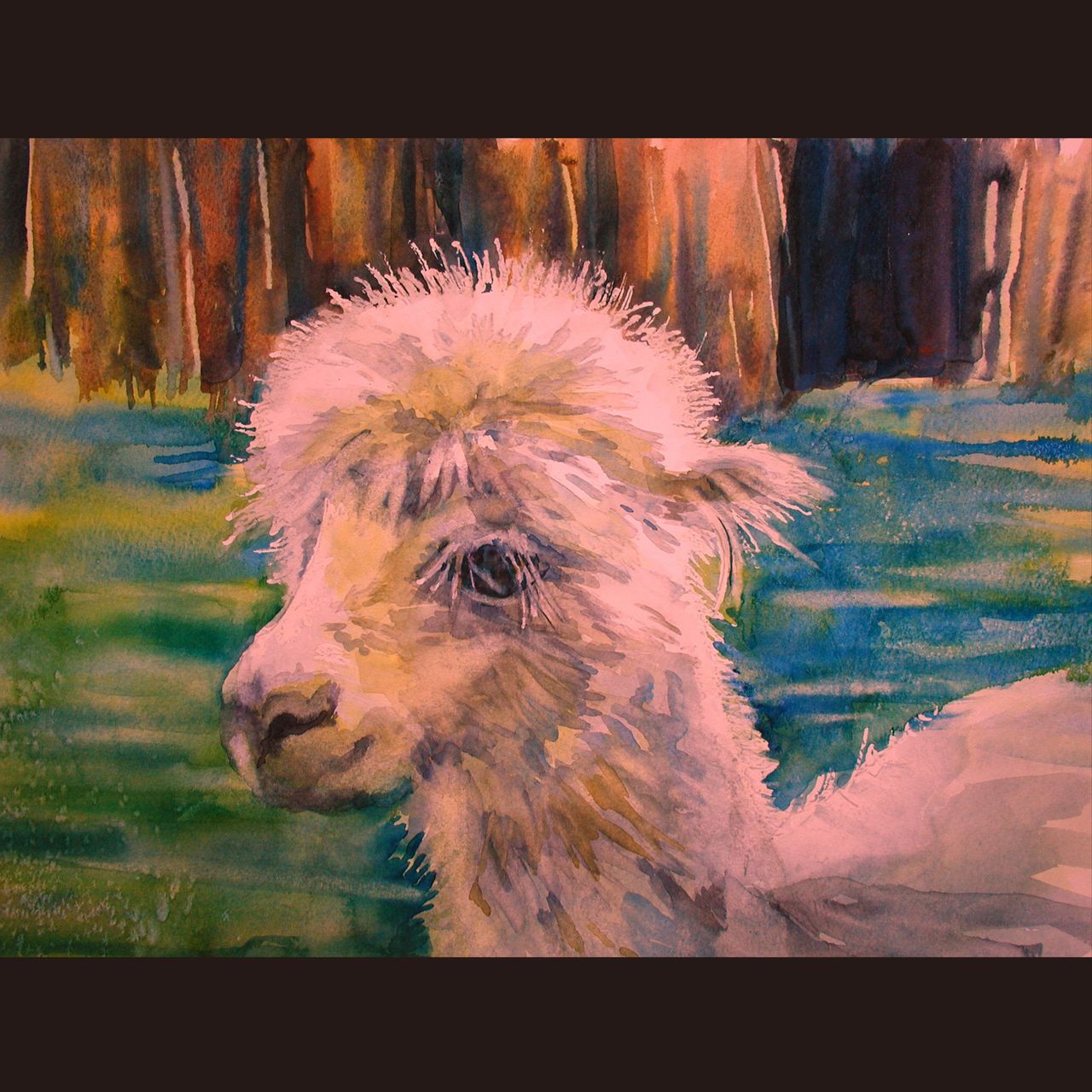 Watercolor Pet Portrait - Llama painting