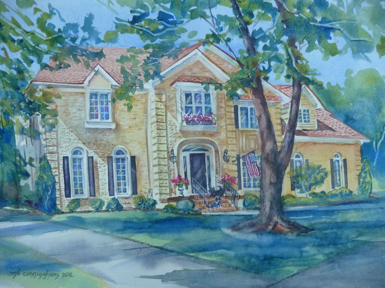 custom watercolor home portrait custom watercolor home portrait