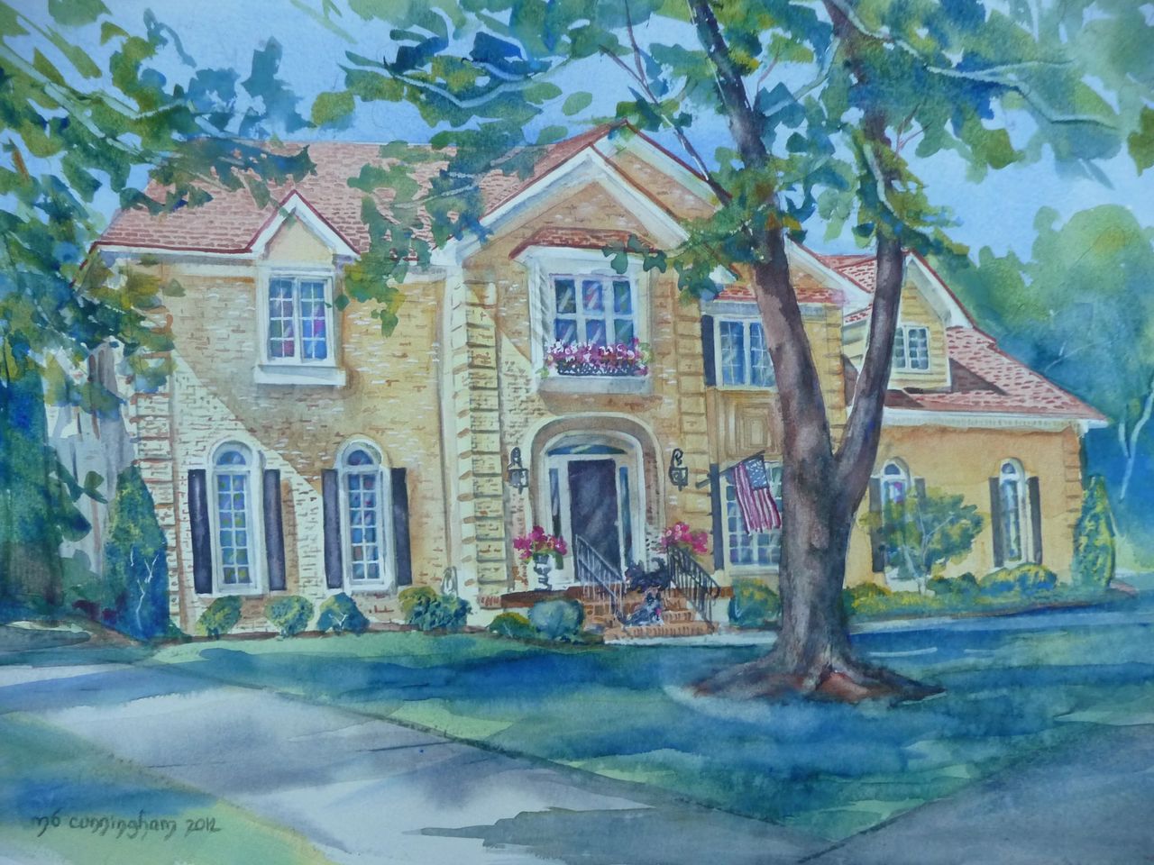 custom watercolor home portrait