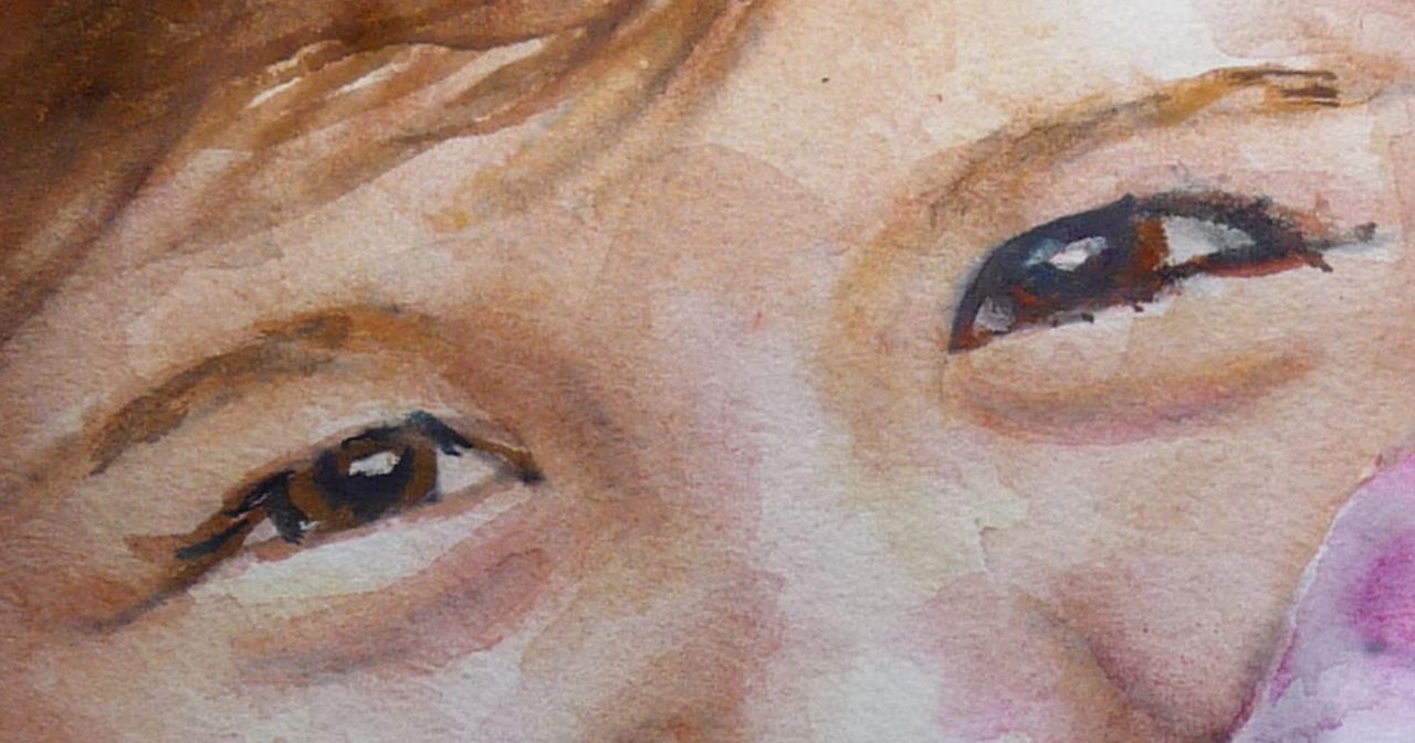 eye detail watercolor child portrait