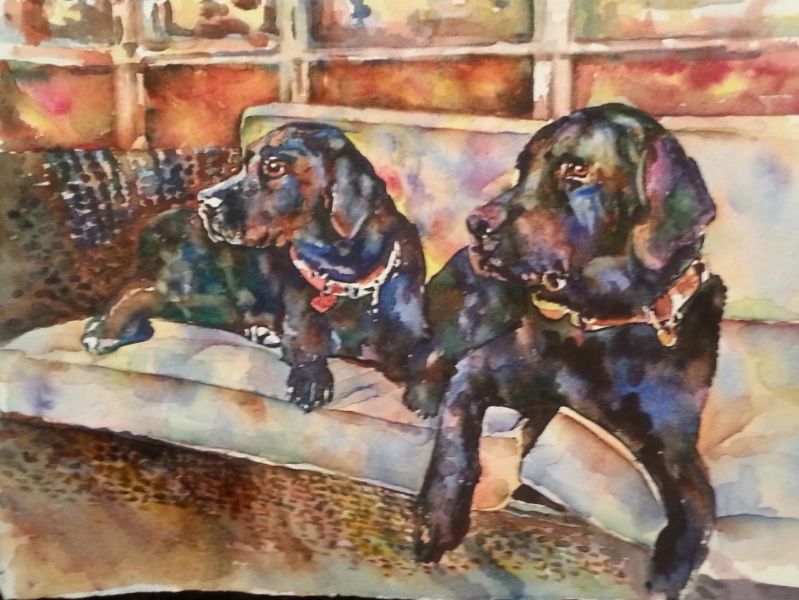 Watercolor Pet Portrait- Dogs painting