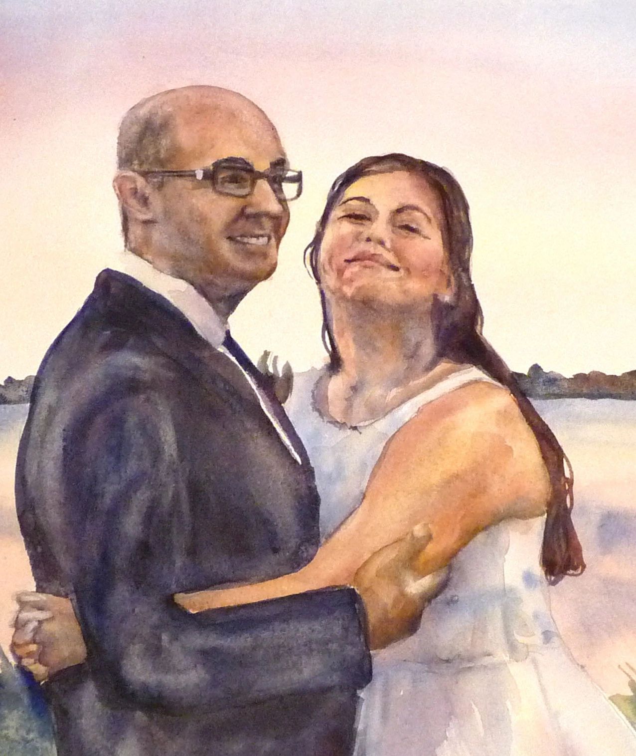 watercolor wedding portrait