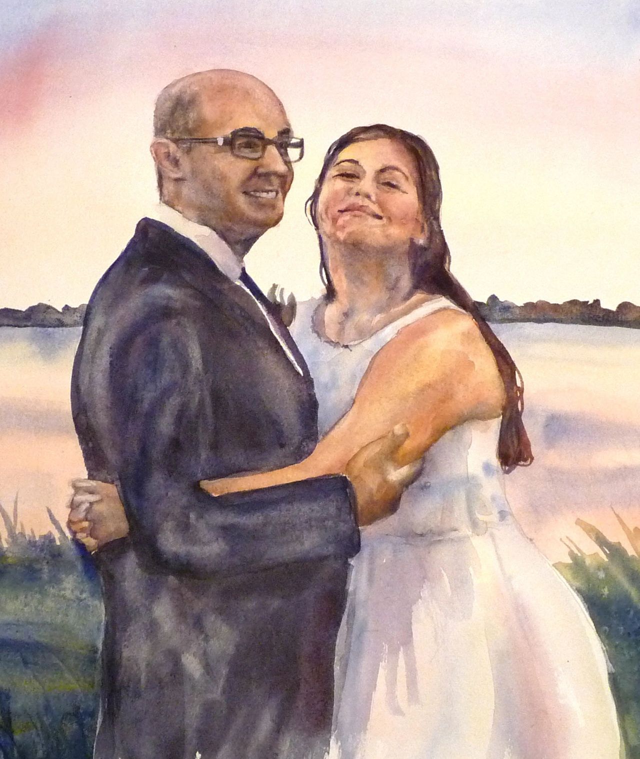 watercolor wedding portrait from photo