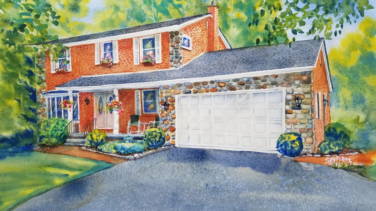 watercolor home painting