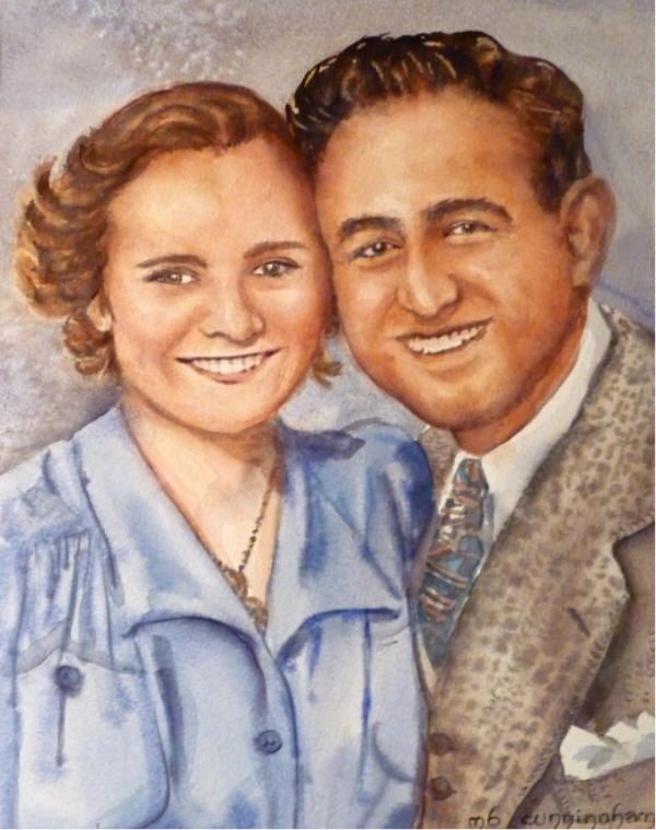 watercolor wedding portrait from photo