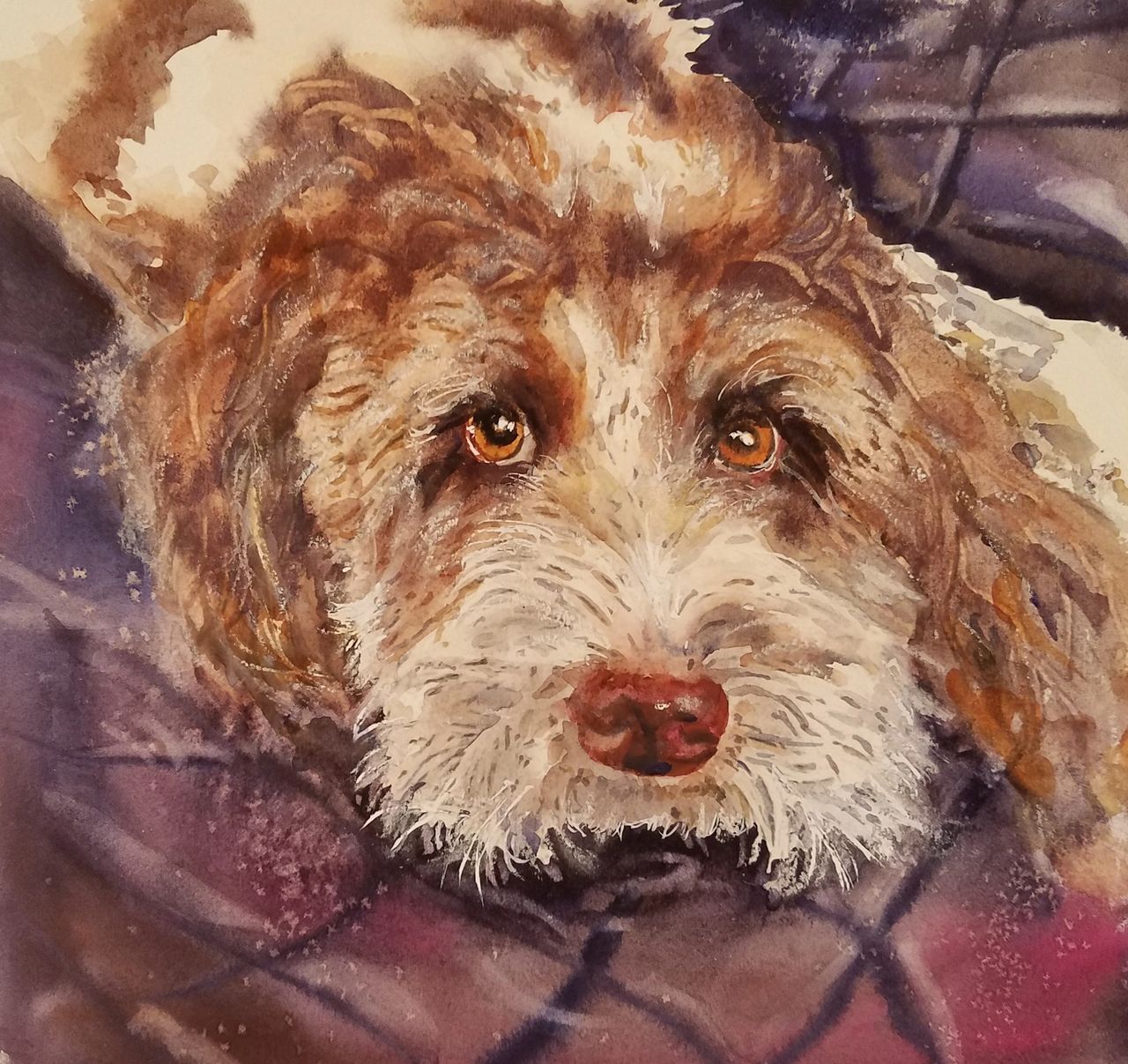 watercolor dog pet painting