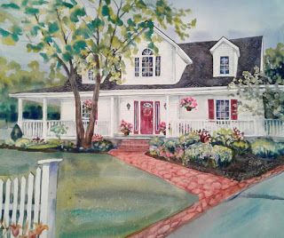 Watercolor House Portrait From Photo Watercolor House Portrait From Photo