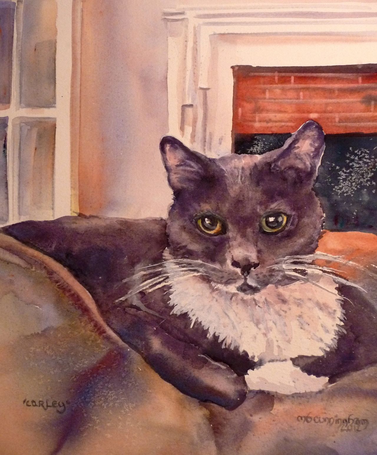 Watercolor Cat pet portrait