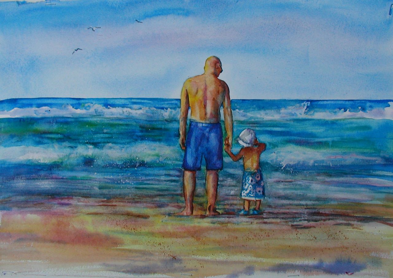 family vacation watercolor portrait