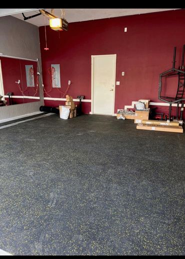 Installed fitness flooring and prepped space for gym equipment installation.