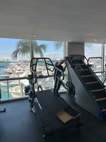 Yacht Club in South Beach what a view! Fitness equipment repair