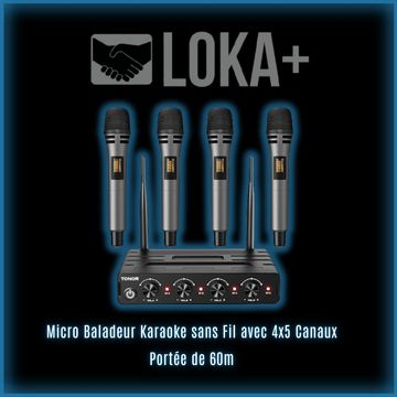 Micro Baladeur Karaoke sans Fil avec 4x5 Canaux, Portée de 60m