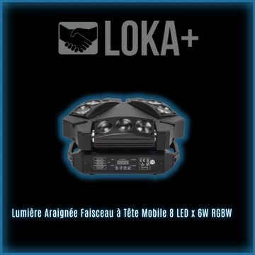 Lumière Araignée Faisceau à Tête Mobile 8 LED x 6W RGBW 