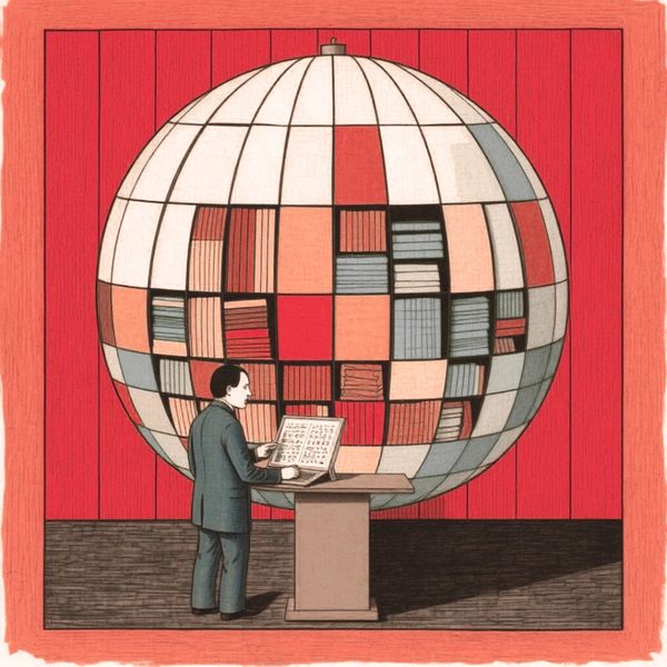 researcher typing signs into globular book oracle