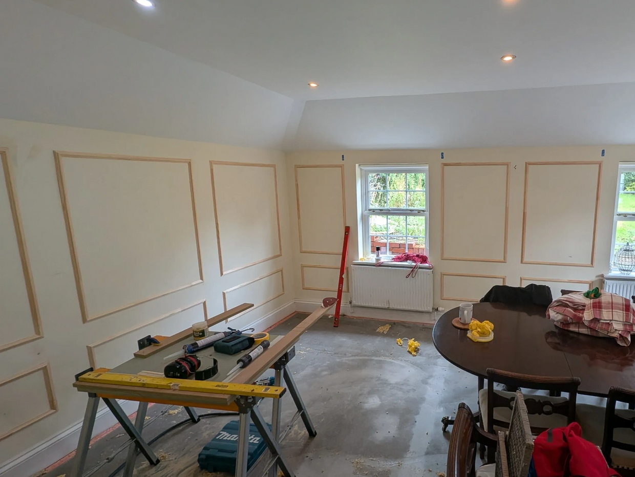 Dining room panelling in progress, general carpentry services. 