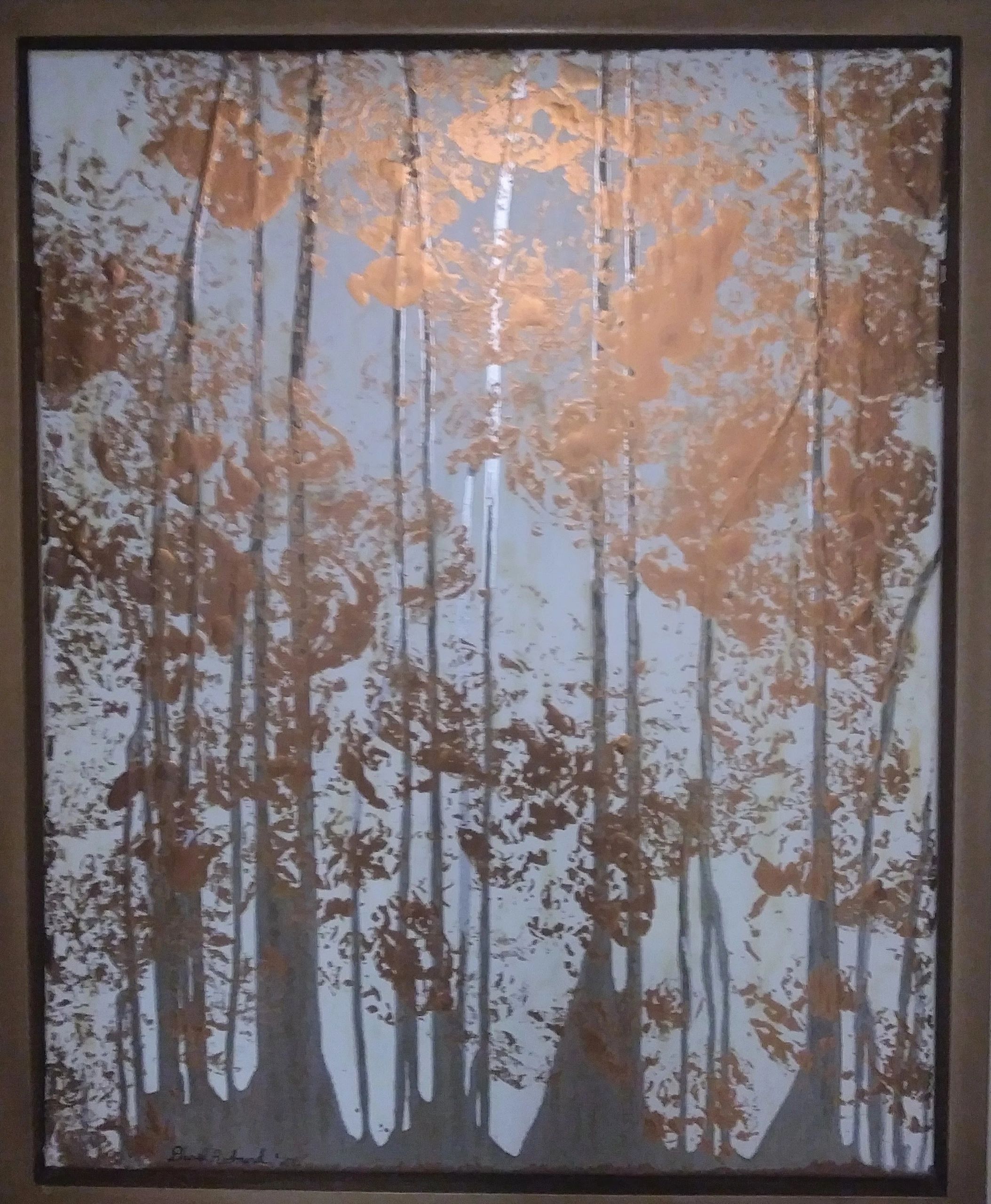 Enamel paint, on canvas. With painted, solid pine wood frame.