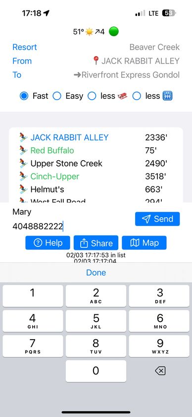 The share button will send your current location to another phone for the next 3 hours. After that t