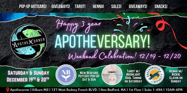 Apothecorner 3 year celebration weekend!