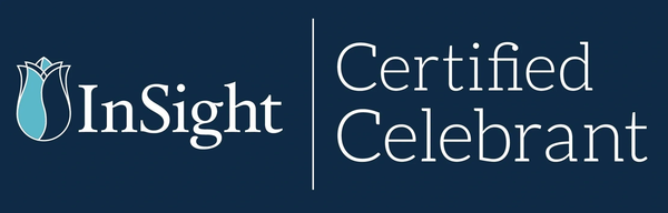 InSight Certified Celebrant logo with blue flower icon.