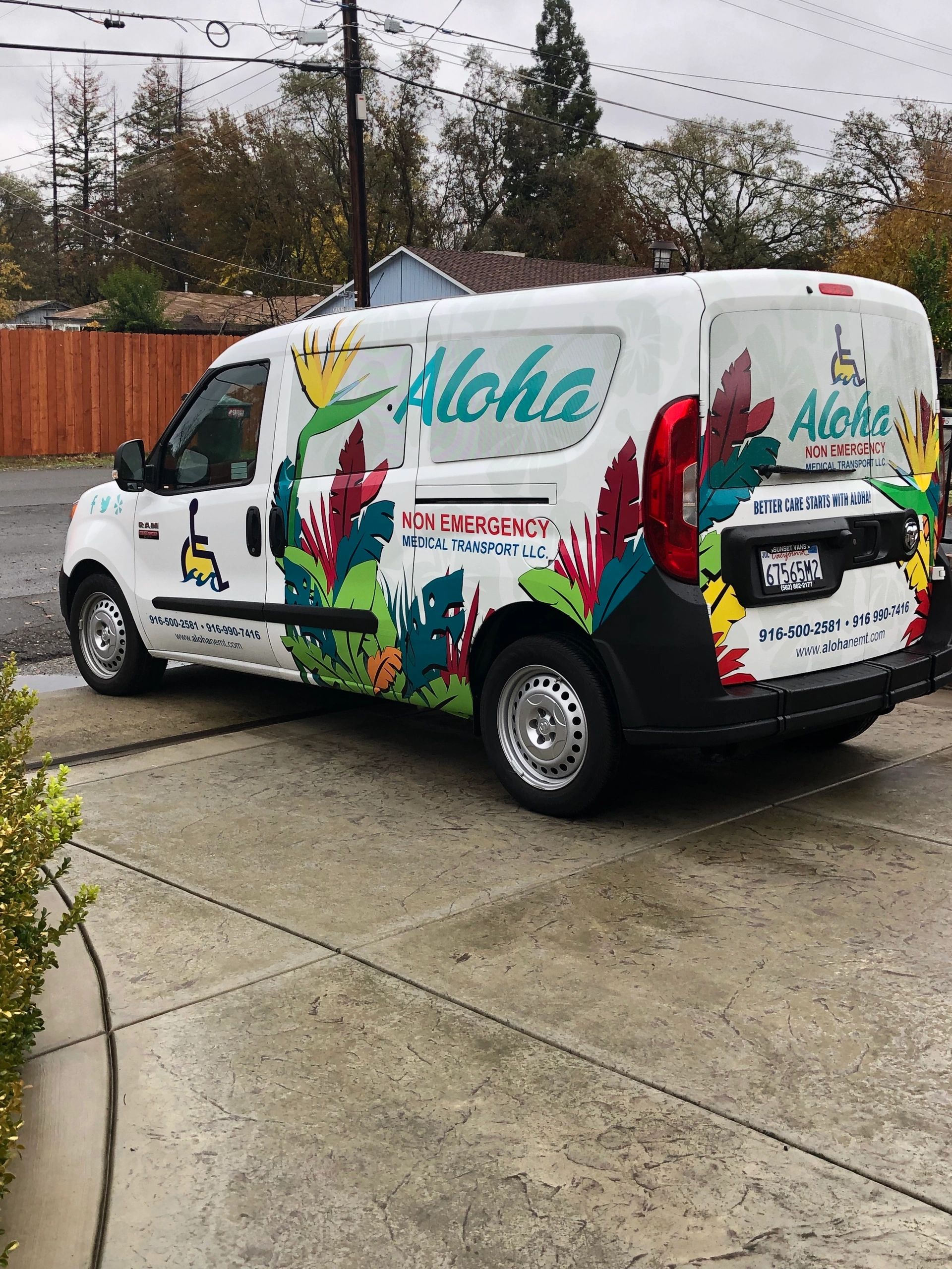 Aloha non emergency medical transportation. Wheelchair transportation, Dr. appointments, Sacramento