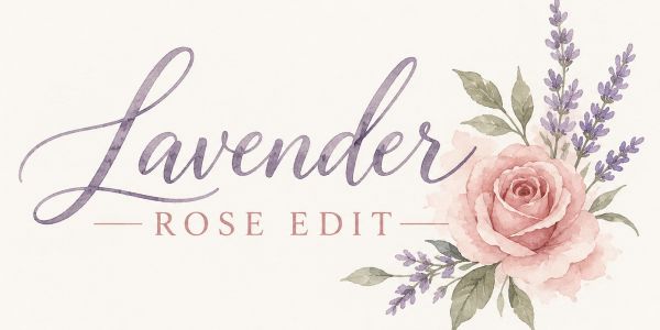 Elegant lavender and rose floral design.