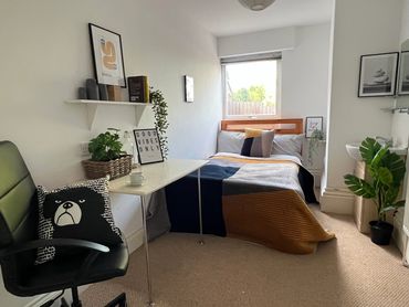 Furnished study bedroom desk Exeter student accommodation 
