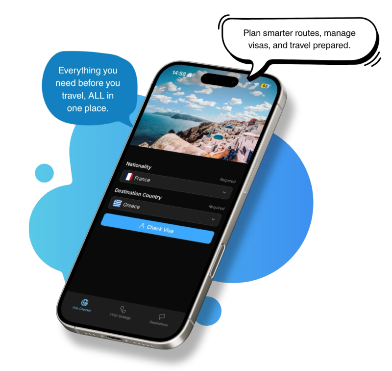 All-in-one travel app with visa requirements checker, route planning, and destination discovery—global travel planning tool for seamless trips.